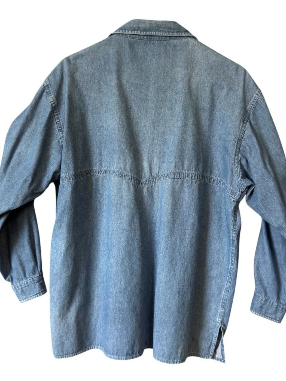 Vintage Cherokee Womens M Denim Button-Up Shirt Long Sleeve Tunic  Blue - Picture 7 of 16